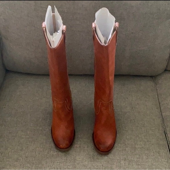 Same Day Shipping Vintage Frye Caroline wedge Campus Boot 5.5 Brown Leather - Picture 2 of 3